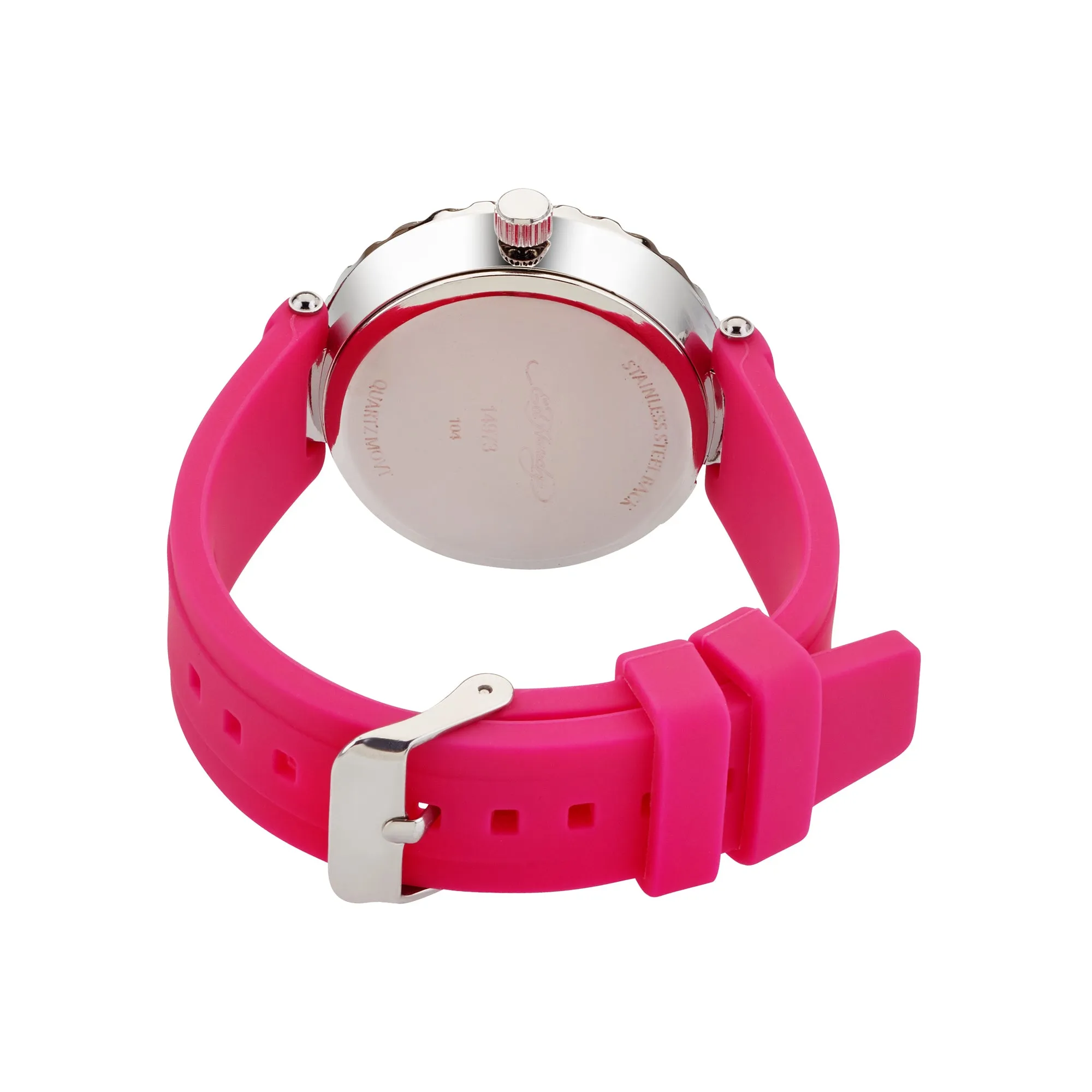 Ed Hardy Ladies Rubber Sliver/Fushia Plain Analog Watch sold by iTouch Wearables product image thumbnail 3