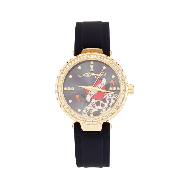 Ed Hardy Ladies Rubber Black/Black Plain Analog Watch sold by iTouch Wearables