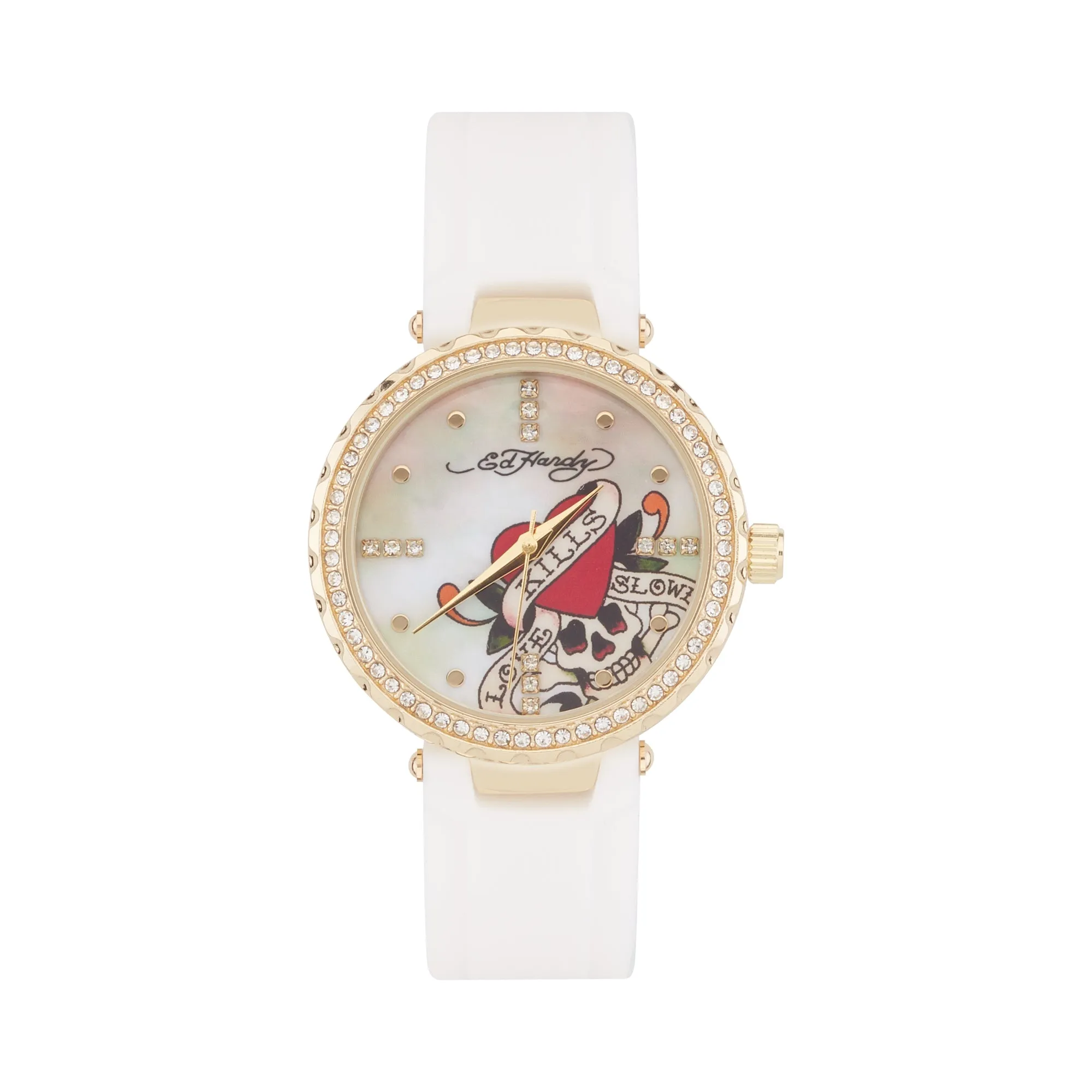 Ed Hardy Ladies Rubber Mop/White Plain Analog Watch sold by iTouch Wearables