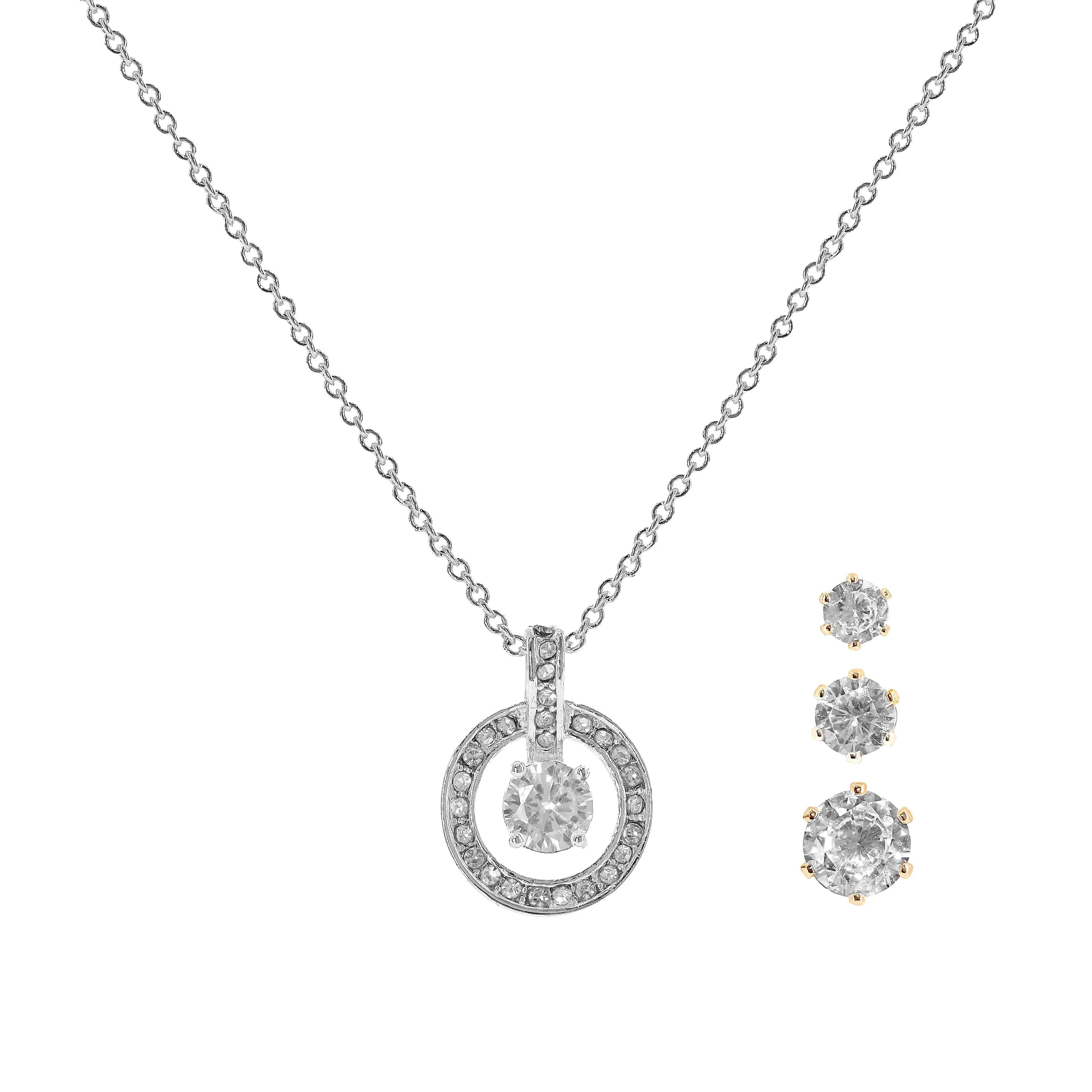 Danecraft Cubic Zirconia Pendant Necklace & Earrings Set sold by iTouch Wearables