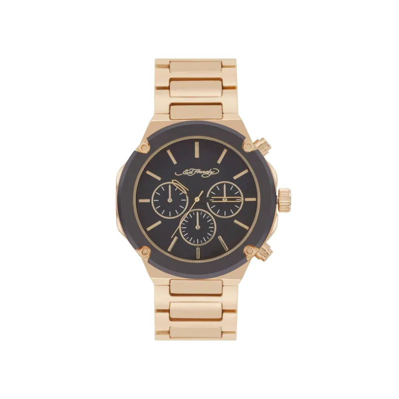 Ed Hardy Men's Brushed Gold Metal Bracelet Watch 46mm sold by iTouch Wearables