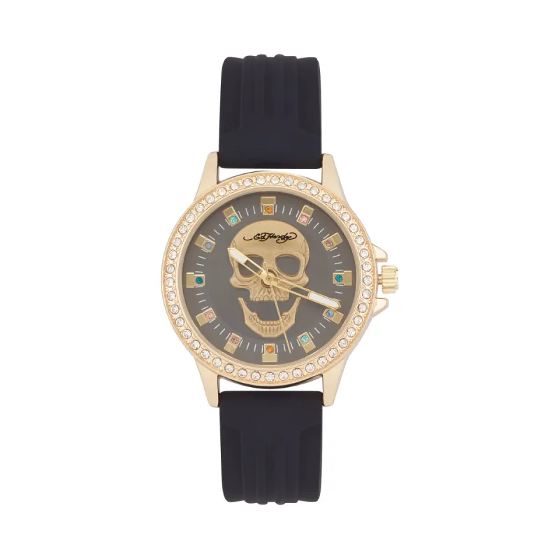 Ed Hardy Ladies Rubber Black/Black Plain Analog Watch sold by iTouch Wearables