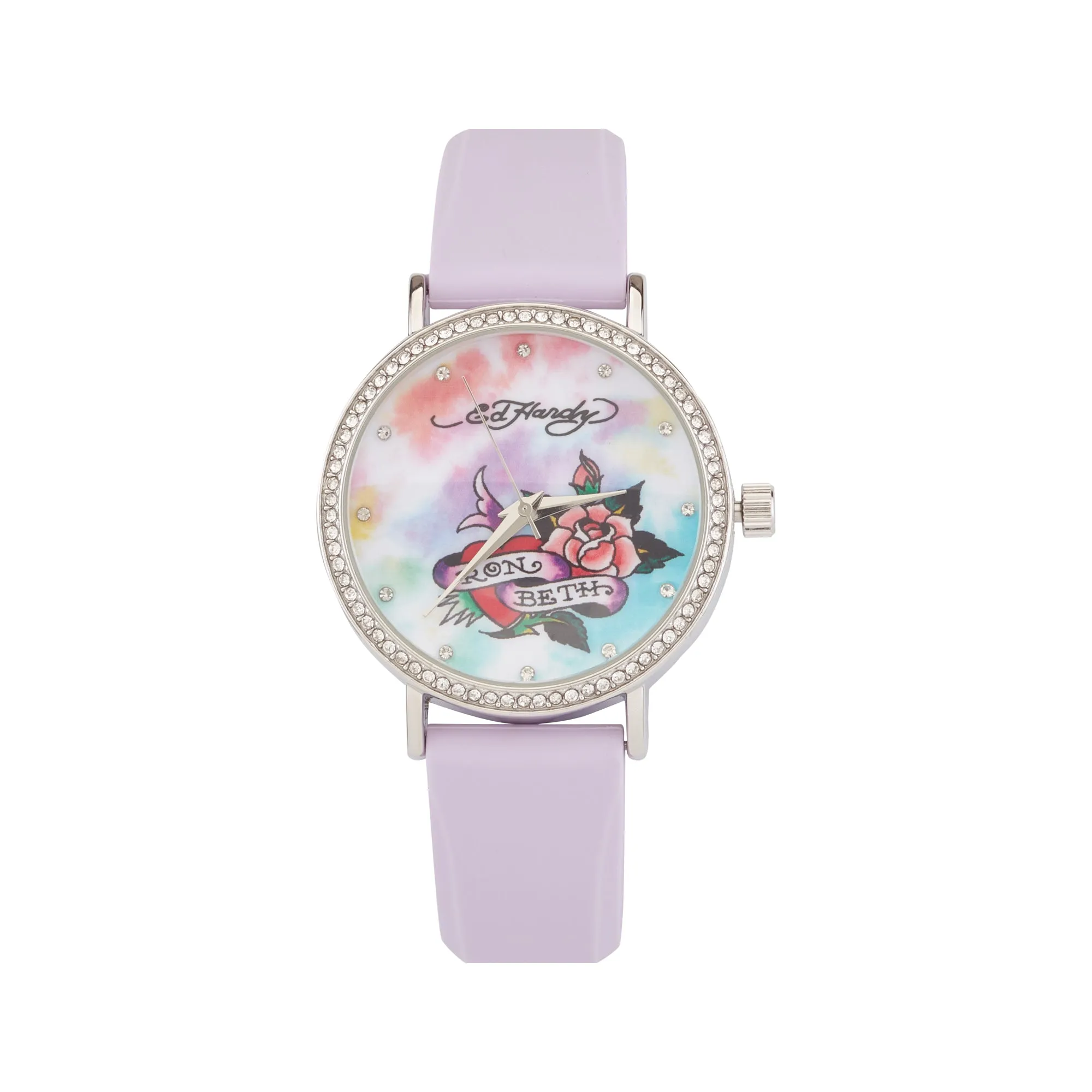Ed Hardy Ladies Mul(Prt)/Lilac Plain Watch Analog sold by iTouch Wearables