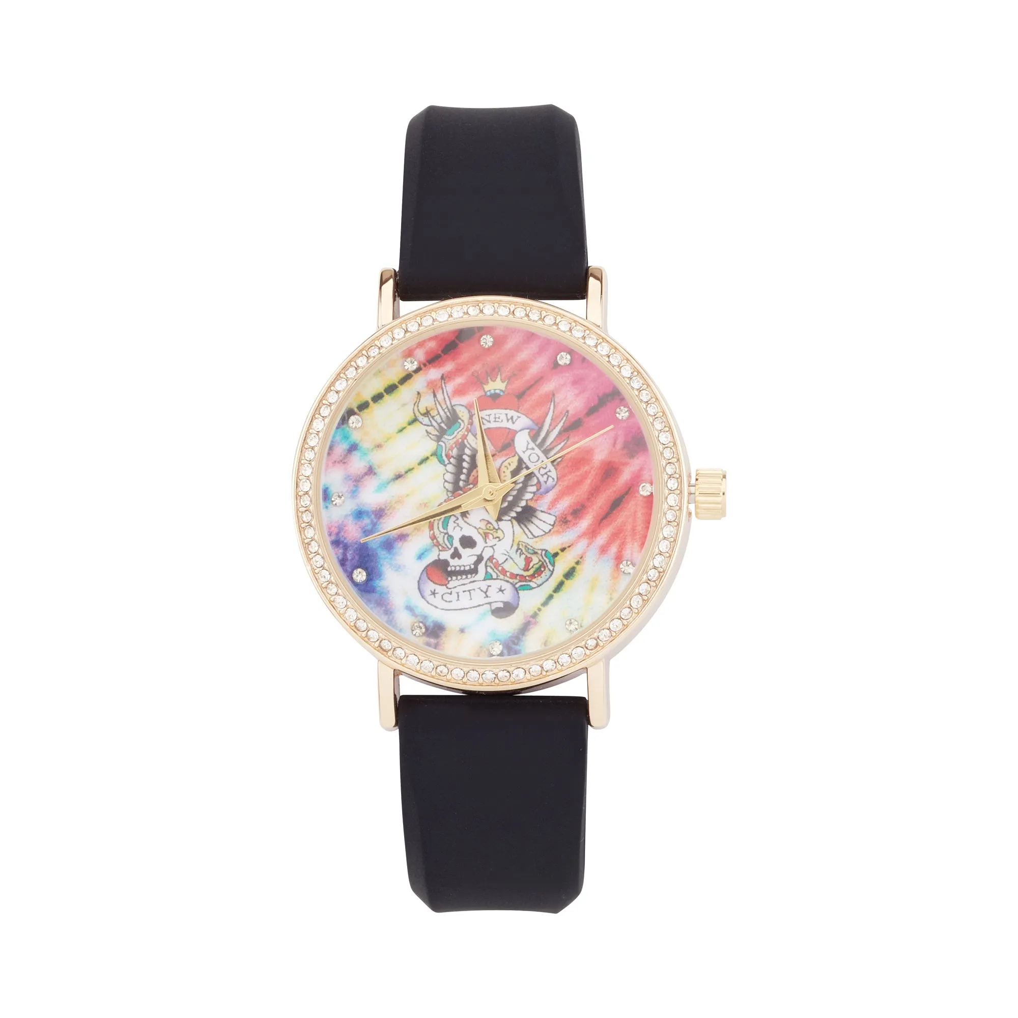 Ed Hardy Ladies Rubber Mul(Print)/Black Plain Analog Watch sold by iTouch Wearables