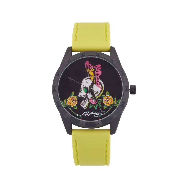 Ed Hardy Ladies Black/Lime Plain Watch Analog sold by iTouch Wearables