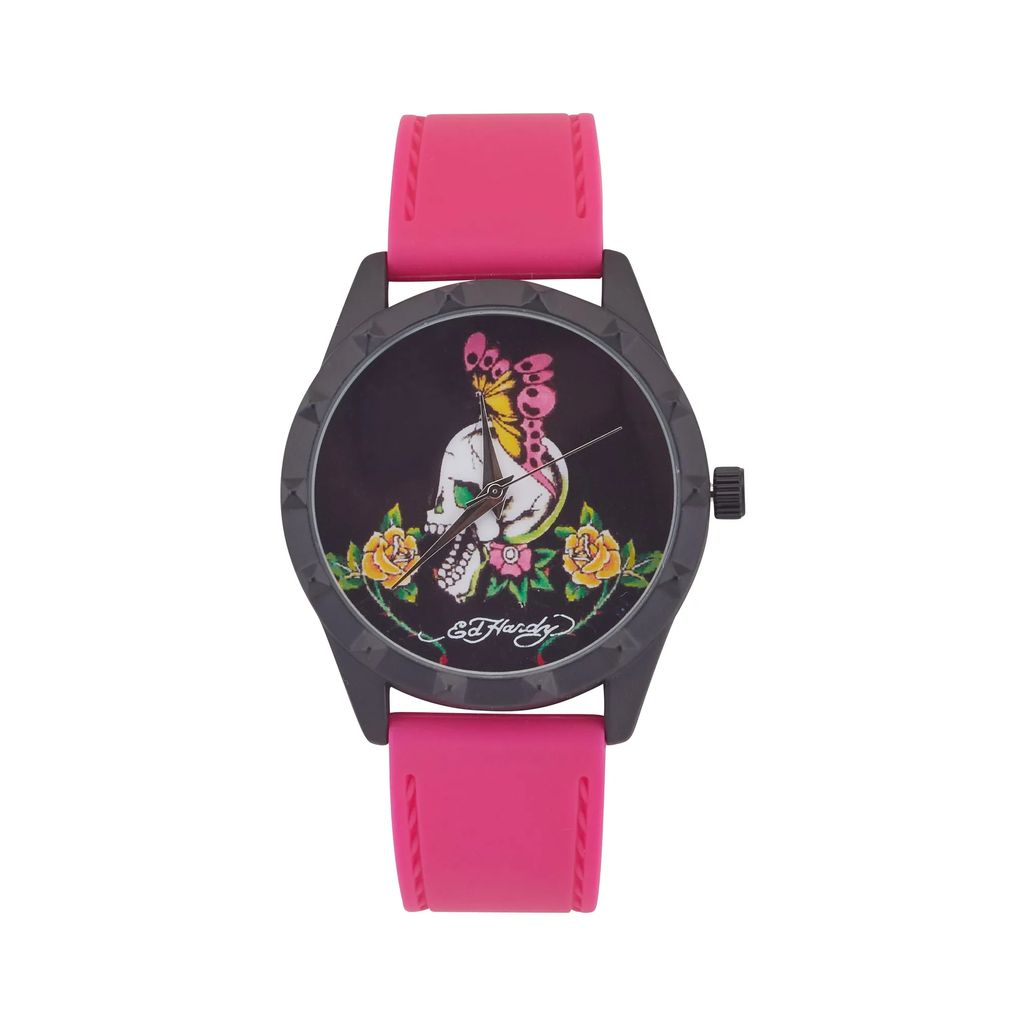 Ed Hardy Ladies Black/Fushia Plain Watch Analog sold by iTouch Wearables