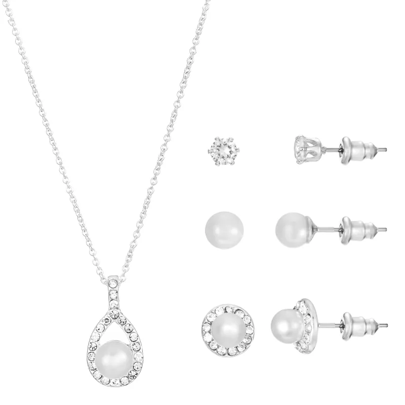 Danecraft Imitation Pearl Pendant Necklace & Earrings Set sold by iTouch Wearables