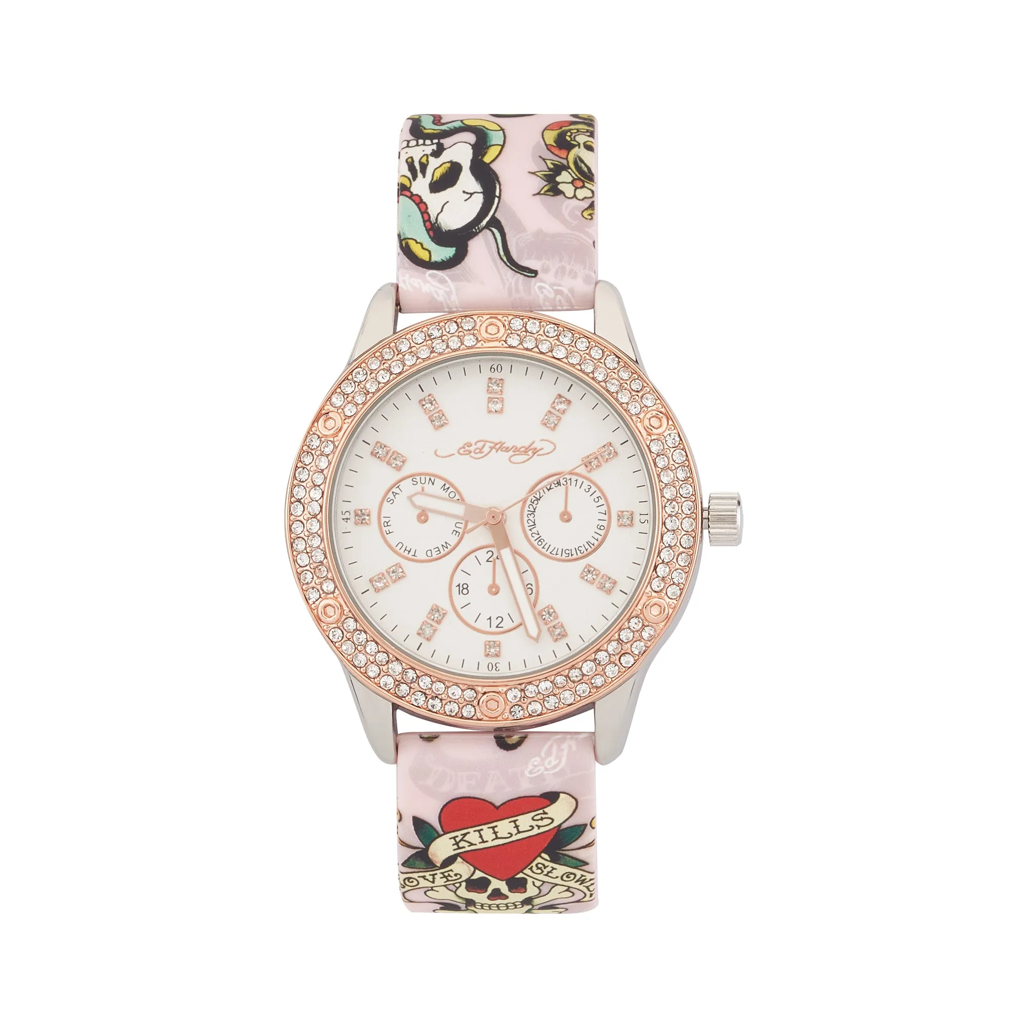 Ed Hardy Ladies Rubber Silv/Multi(Print) Plain Analog Watch sold by iTouch Wearables