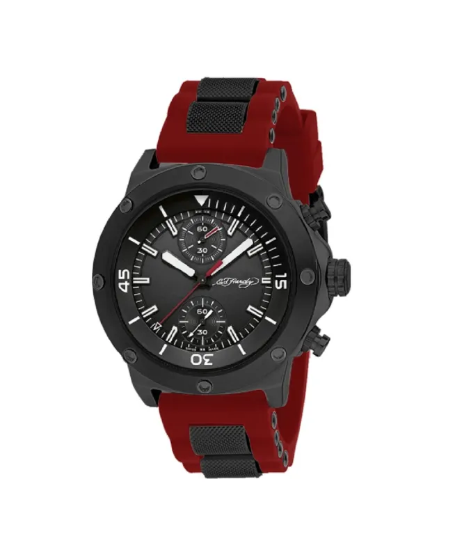 Ed Hardy Men's Red Silicone Strap Watch 52mm sold by iTouch Wearables