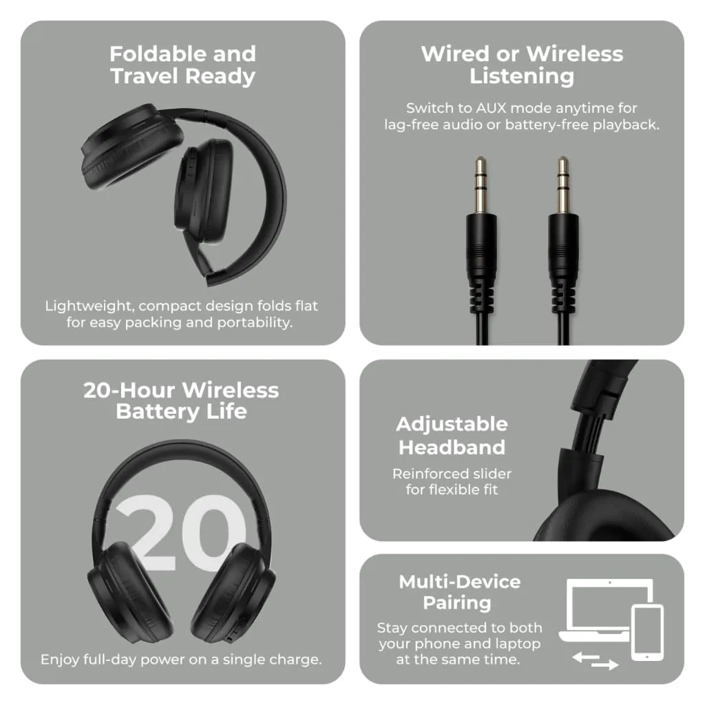 iTouch Pulse Vibe Bluetooth Over the Ear Headphones sold by iTouch Wearables product image thumbnail 4