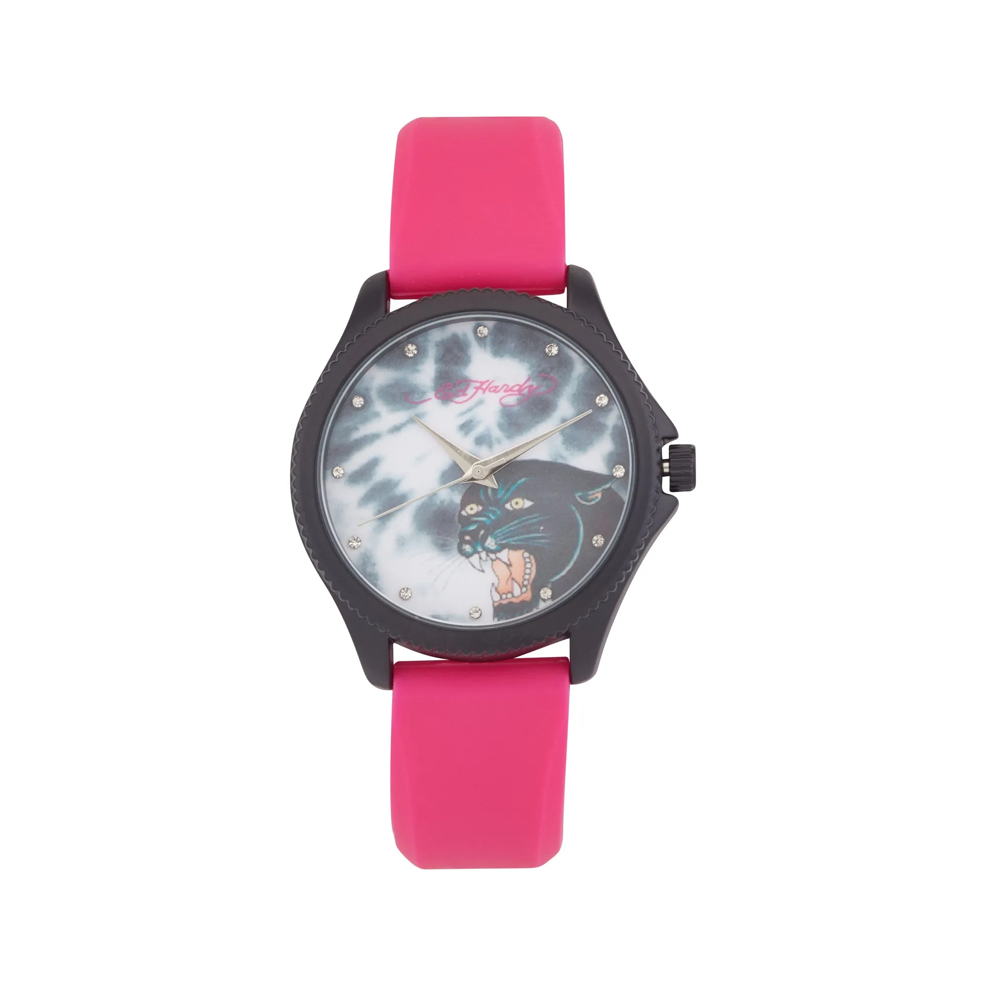 Ed Hardy Ladies Rubber Mul(Print)/Fushia Plain Analog Watch sold by iTouch Wearables