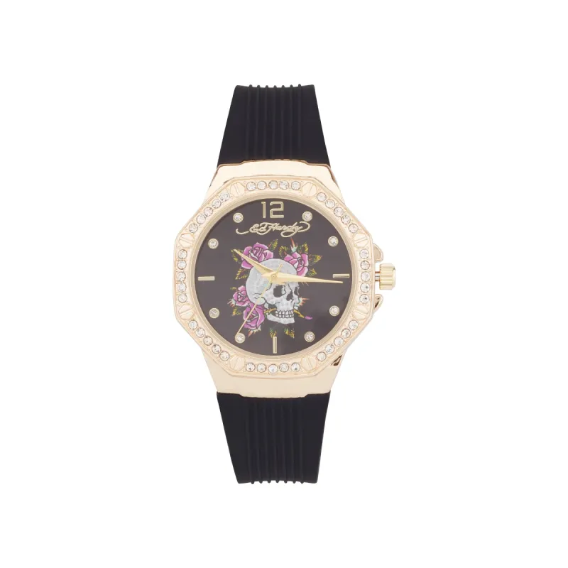 Ed Hardy Ladies Rubber Black/Black Plain Analog Watch sold by iTouch Wearables