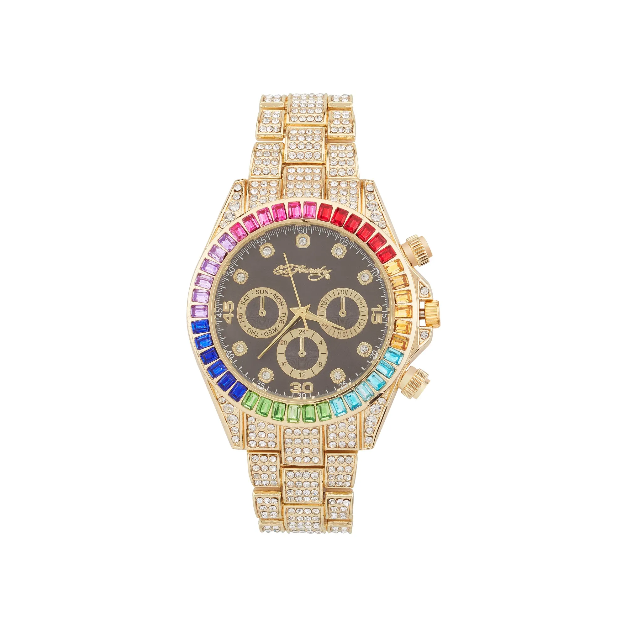 Ed Hardy Ladies Black/Gold Plain Watch Analog sold by iTouch Wearables