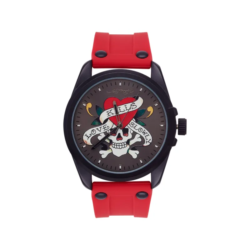 Ed Hardy Men's Matte Red Silicone Strap Watch 46mm sold by iTouch Wearables