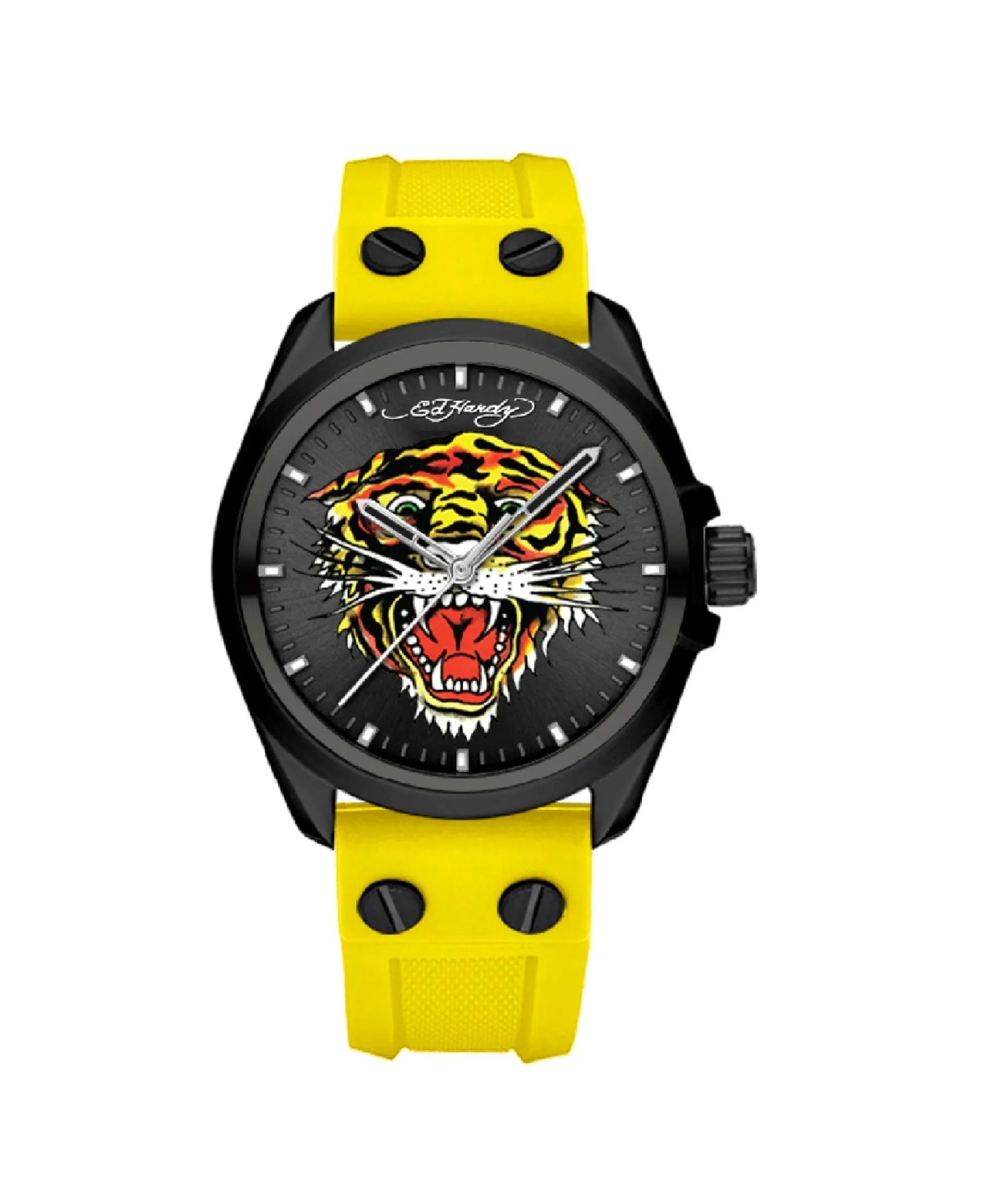 Ed Hardy Men's Matte Yellow Silicone Strap Watch 46mm sold by iTouch Wearables