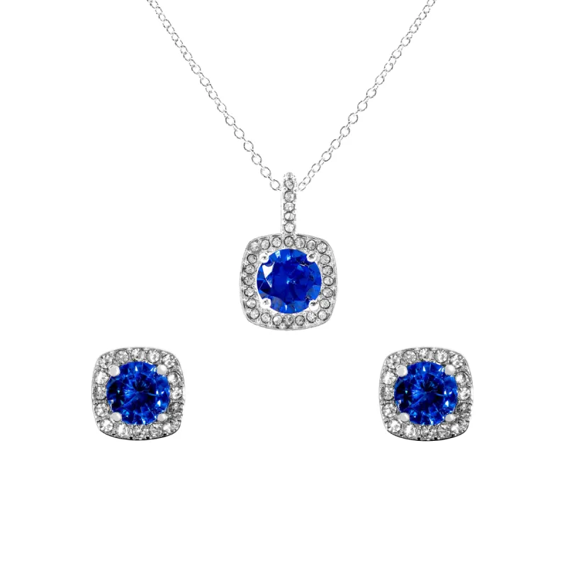 Danecraft Cubic Zirconia Cushoin Cut Pendant Necklace & Earrings Set sold by iTouch Wearables