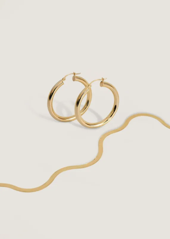 Carter Herringbone & Classic Hoop Earrings Large Stack sold by Kinn