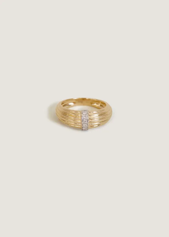 Pavé Ribbed Dome Ring Diamond sold by Kinn
