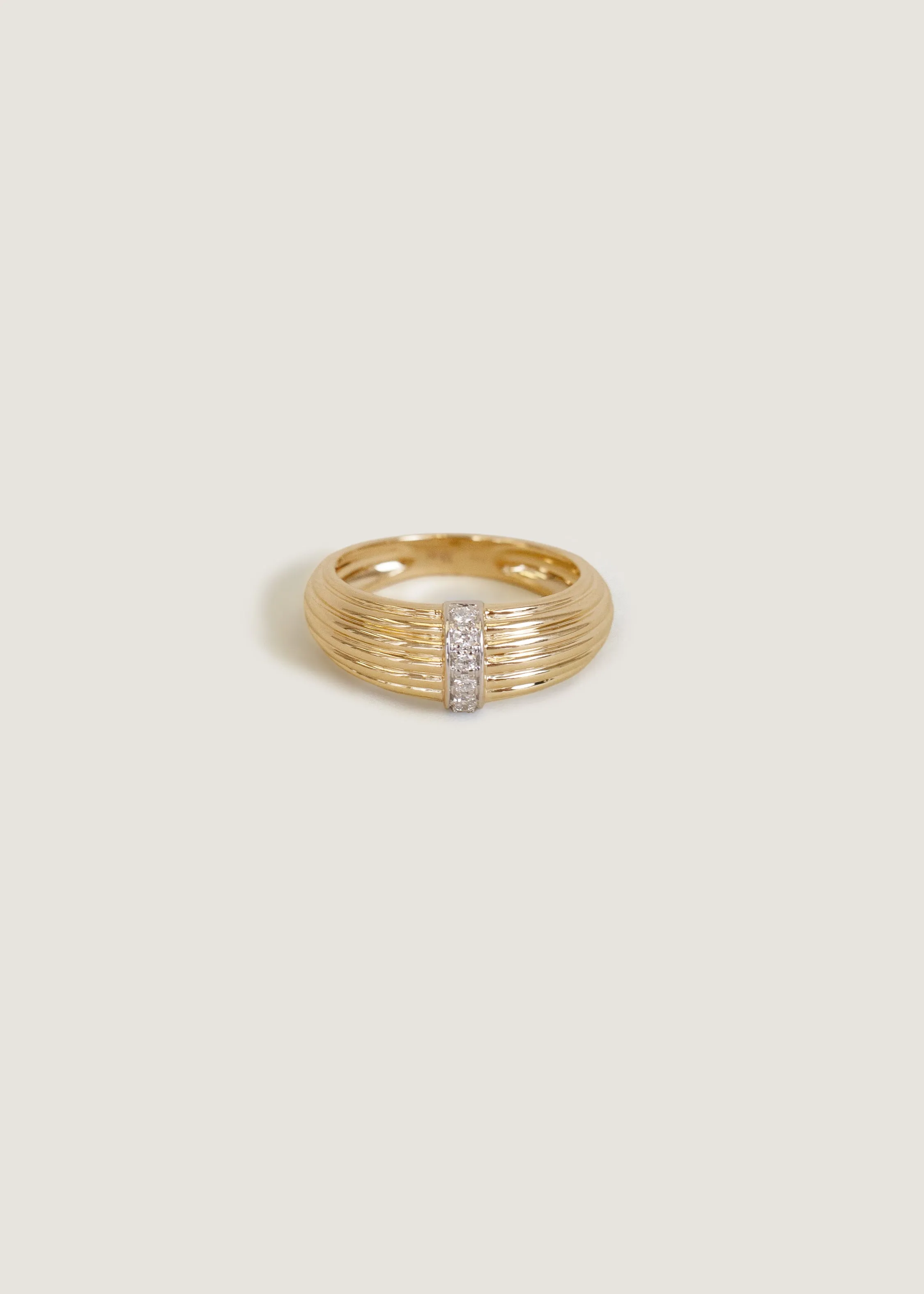Pavé Ribbed Dome Ring Diamond sold by Kinn