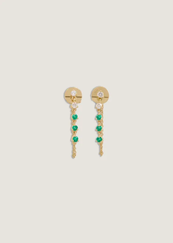 Five Stone Chain Earrings Emerald sold by Kinn
