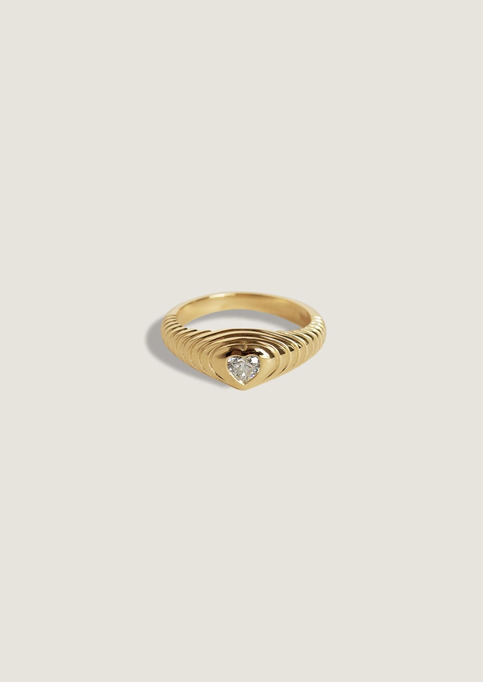 Archive Diamond Ribbed Heart Signet Ring sold by Kinn