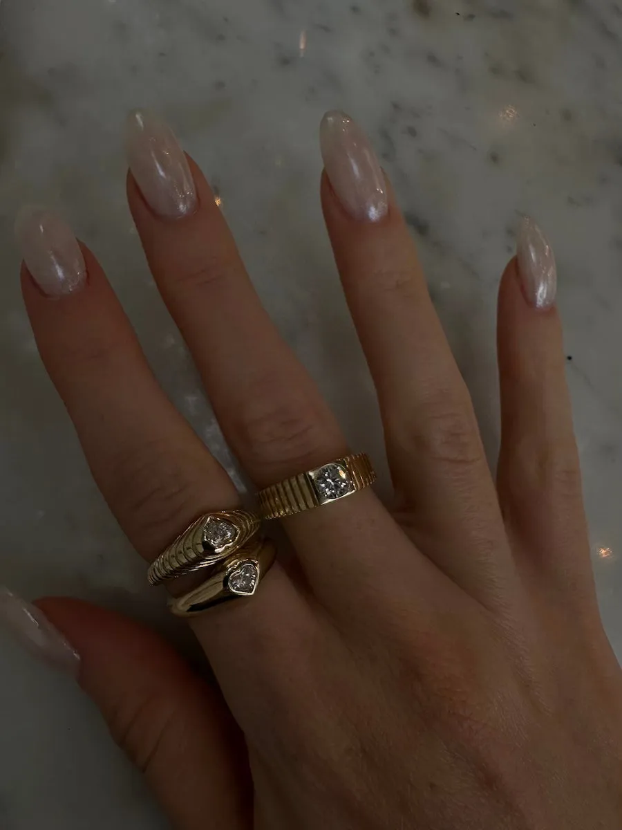 Archive Diamond Ribbed Heart Signet Ring sold by Kinn product image thumbnail 3