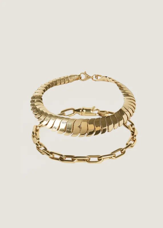 Bold Cobra & Mia Link Chain Bracelet Stack sold by Kinn