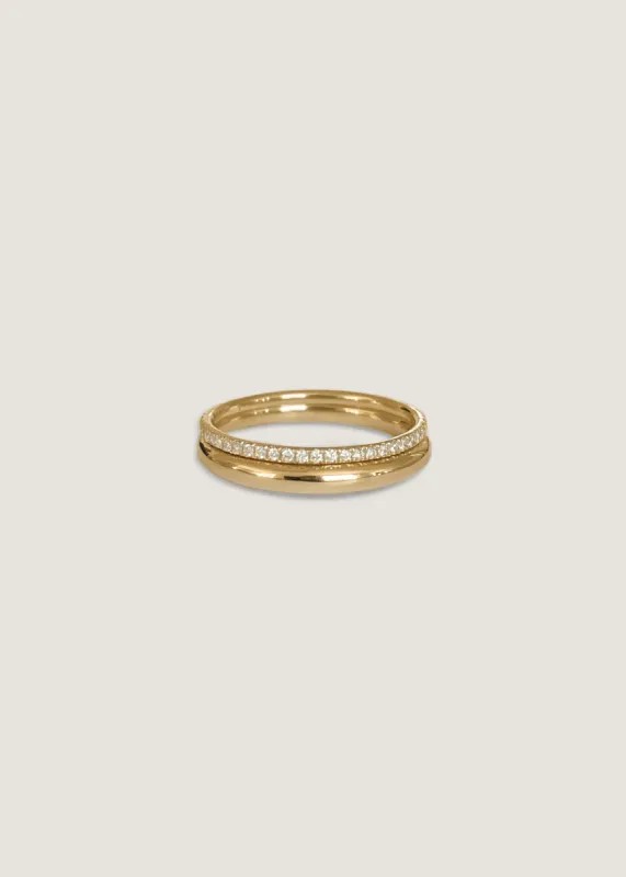 Pauline Ellipse & Dahlia Pavé Diamond Ring Stack sold by Kinn