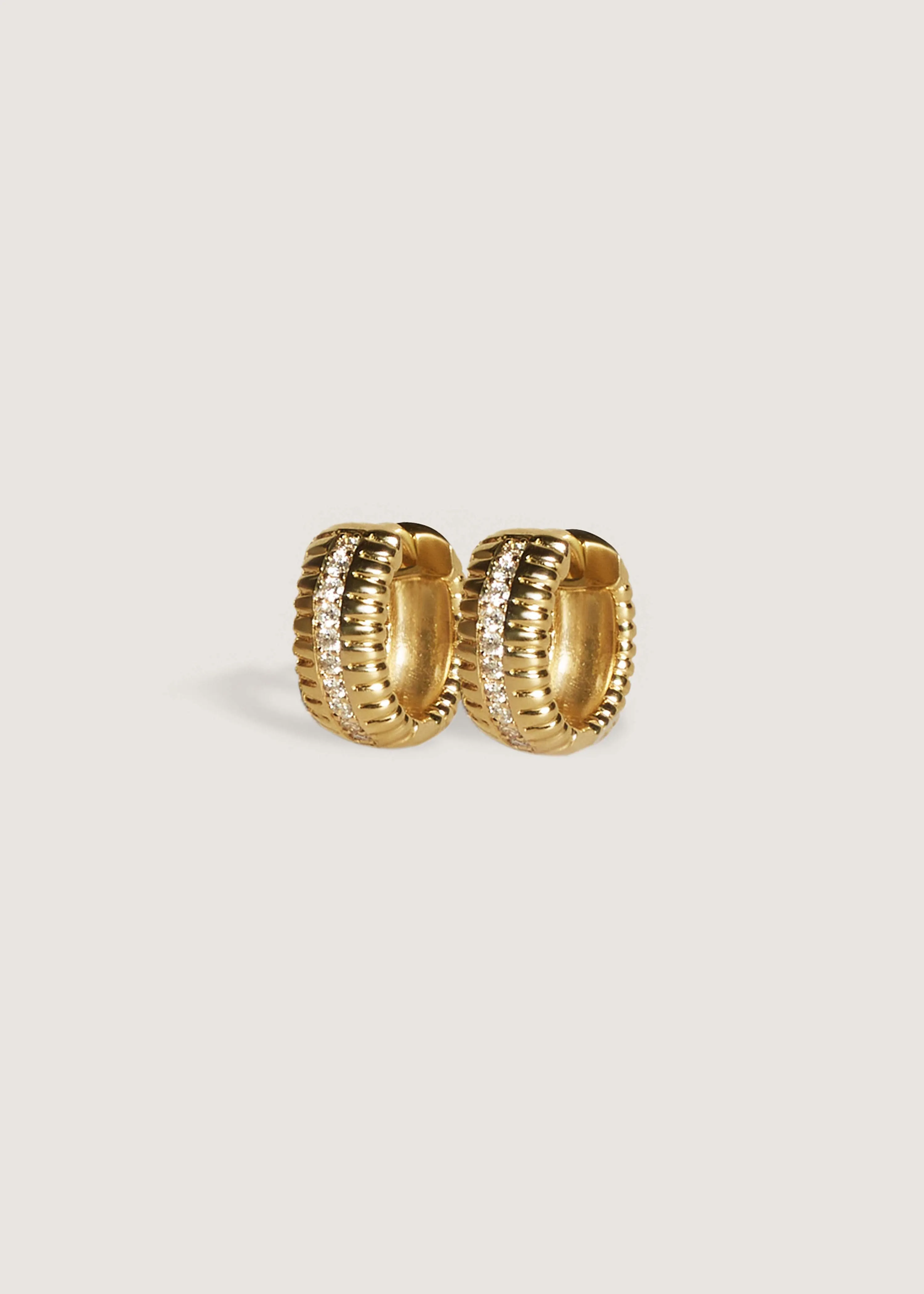 Solis Ribbed Pavé Diamond Earrings sold by Kinn