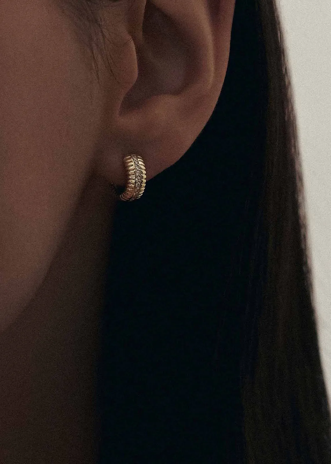 Solis Ribbed Pavé Diamond Earrings sold by Kinn product image thumbnail 3