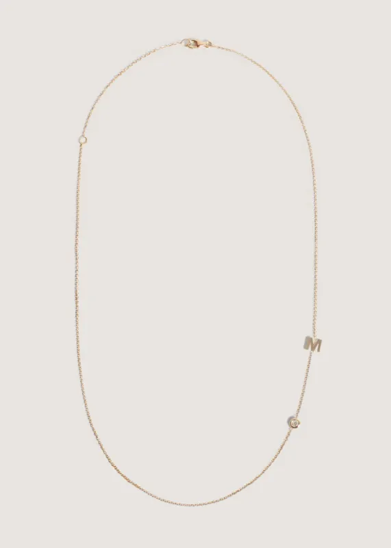 Asymmetrical Single Initial Necklace Diamond sold by Kinn
