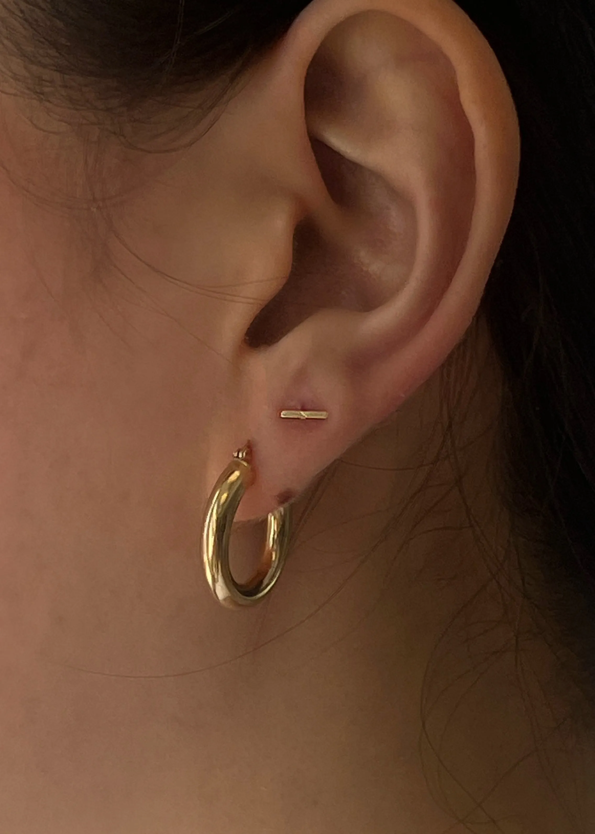Classic Hoop Small & Micro Bar Stud Earring Stack sold by Kinn product image thumbnail 2