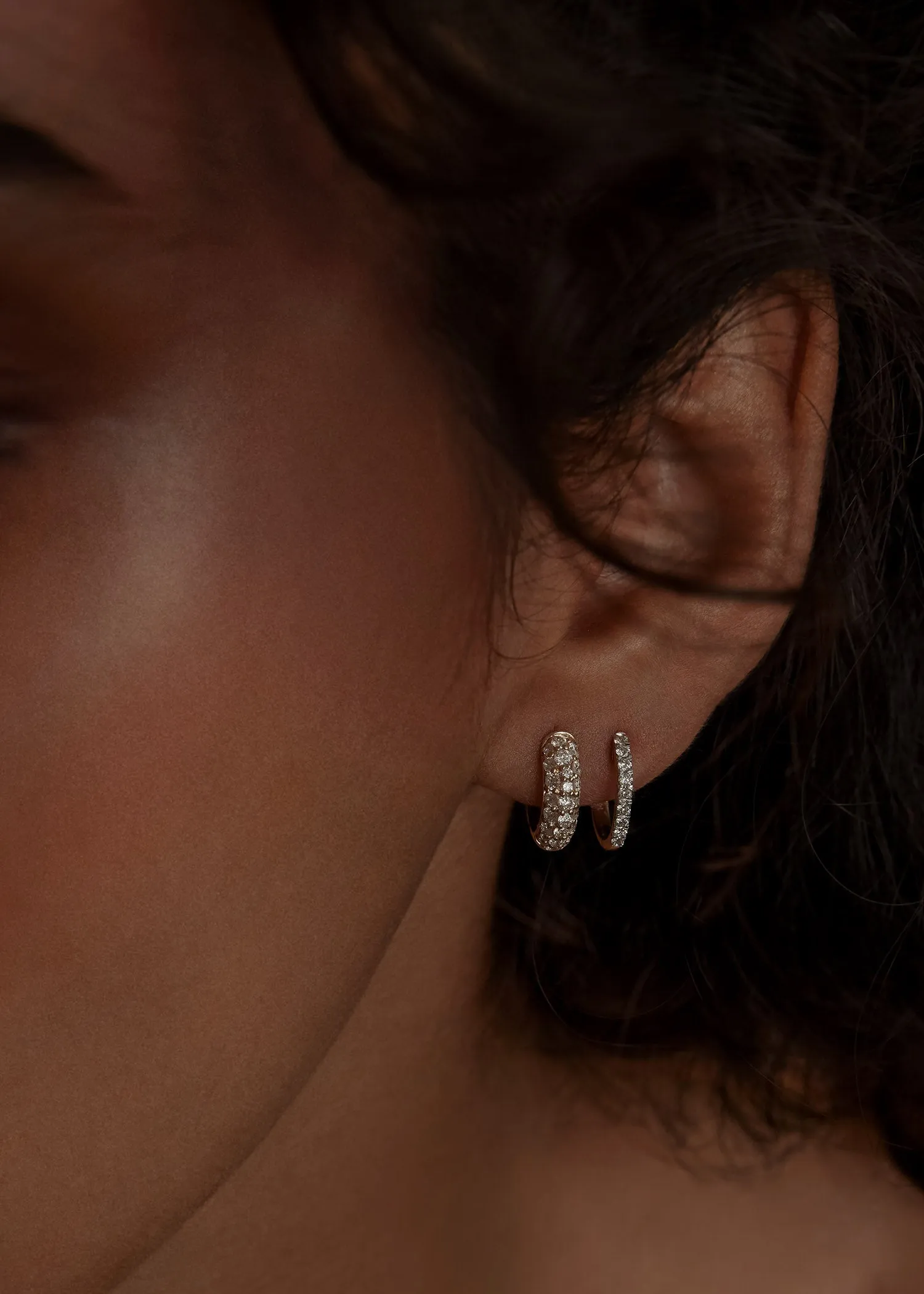 Pavé Dome Huggie Earrings Diamond sold by Kinn product image thumbnail 5