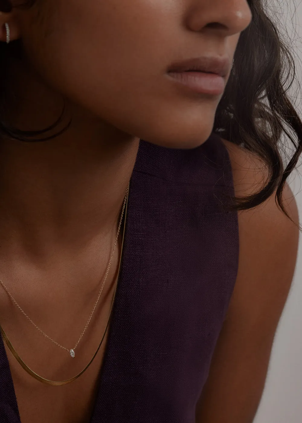 Carter Herringbone & Marquise Diamond Necklace Stack sold by Kinn product image thumbnail 2