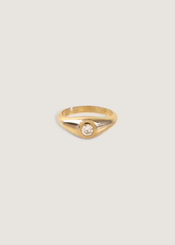 Round Signet Ring Diamond sold by Kinn