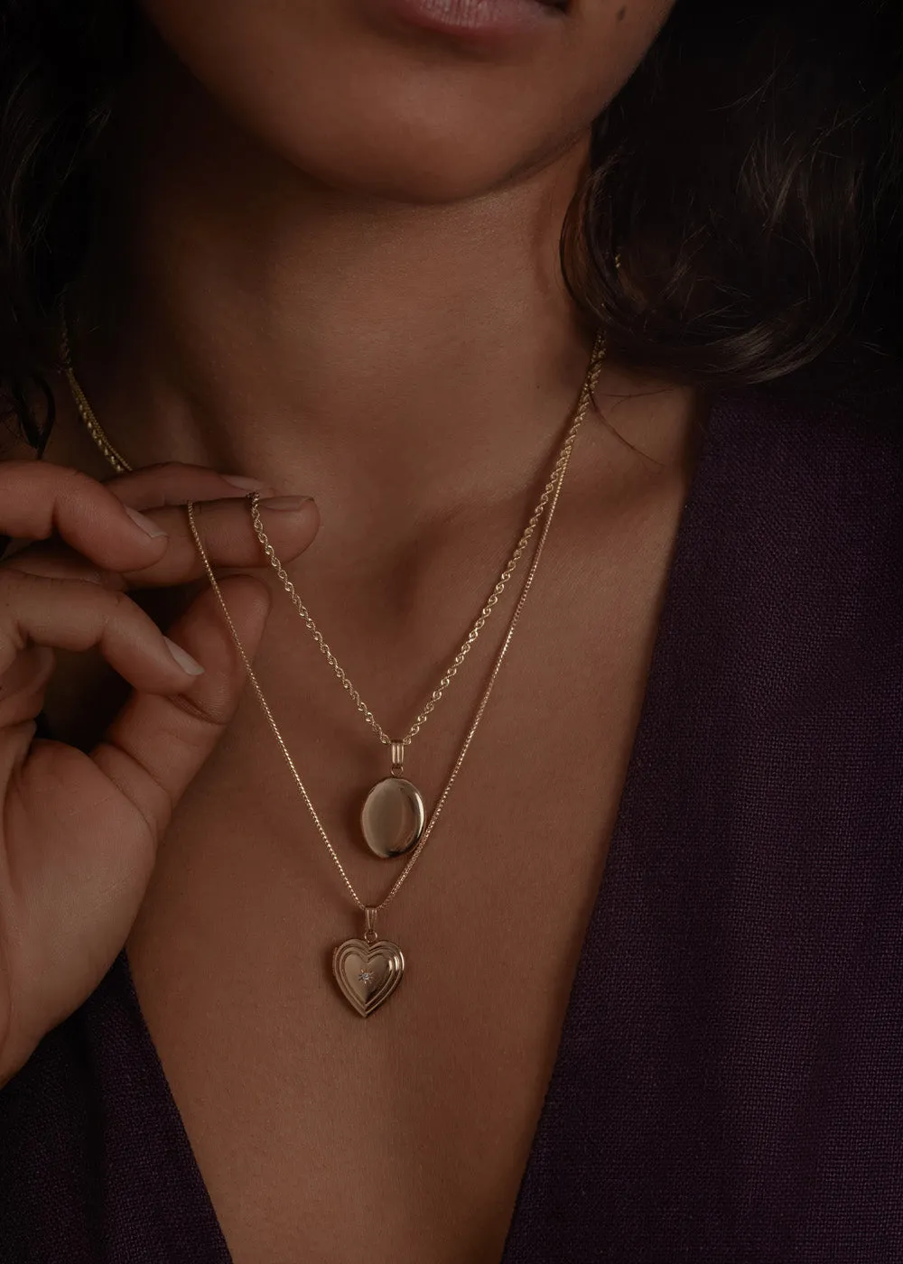 Ribbed Maison Heart Locket Necklace Diamond sold by Kinn product image thumbnail 4