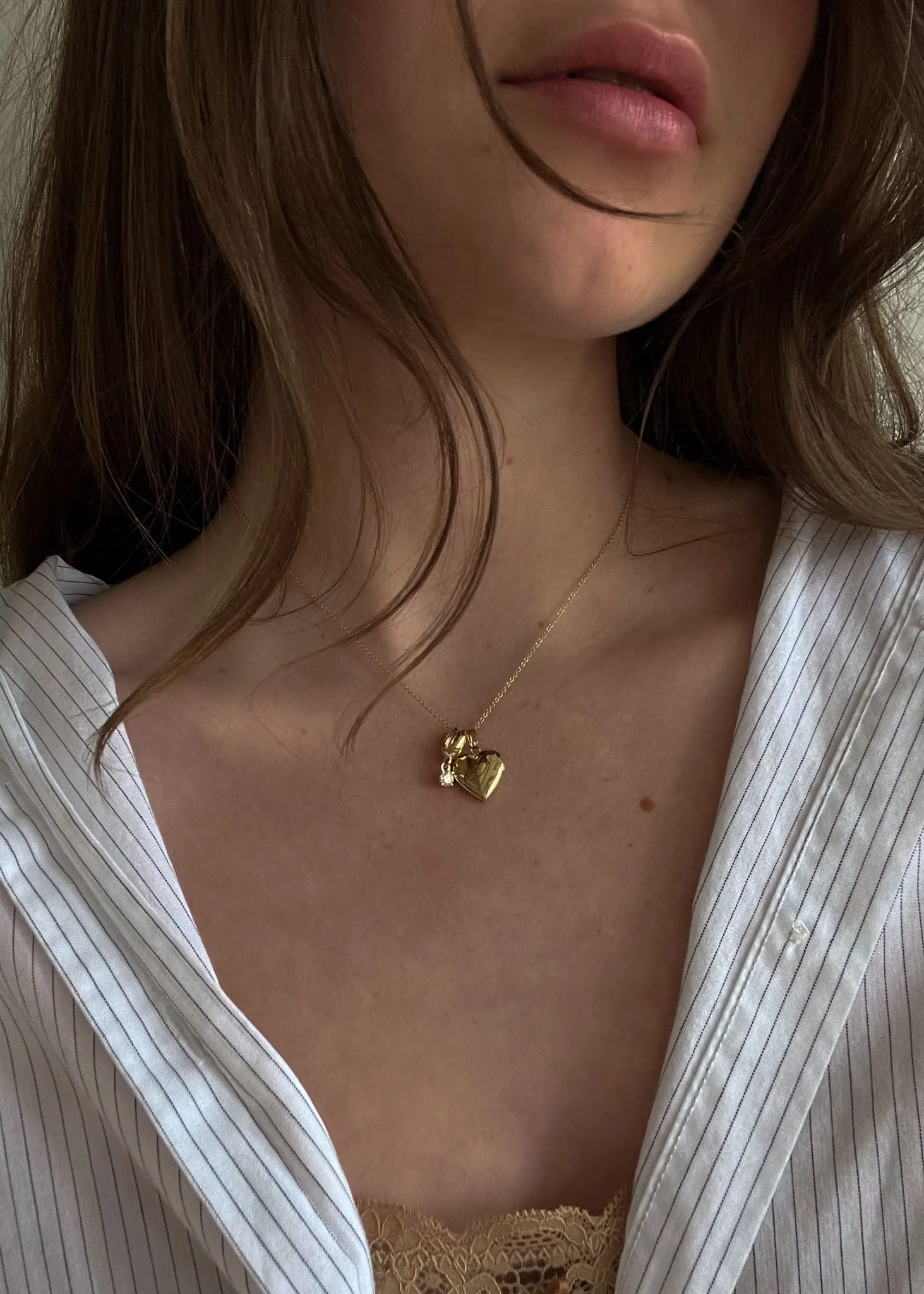 Maison Heart Locket Necklace & Milestone Drop Charm Stack sold by Kinn product image thumbnail 4