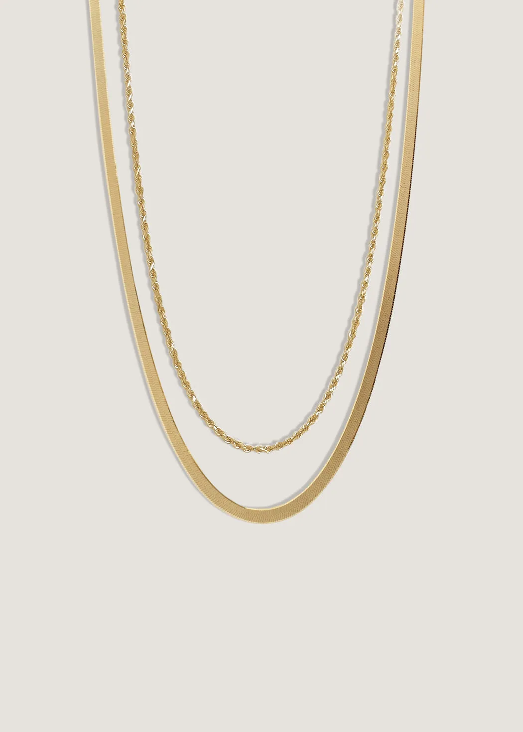 Carter Herringbone & Rope Chain Necklace Stack sold by Kinn