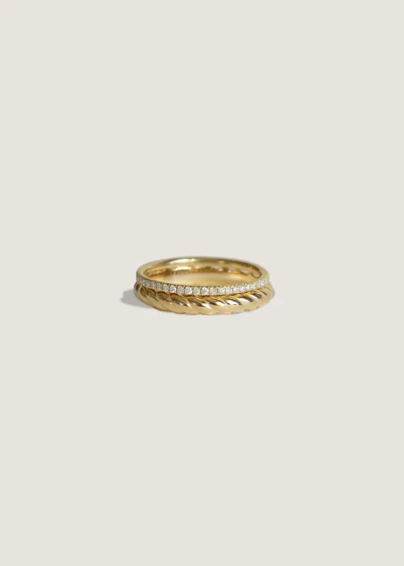 Claudine Twist & Dahlia Pavé Ring Stack made by Kinn