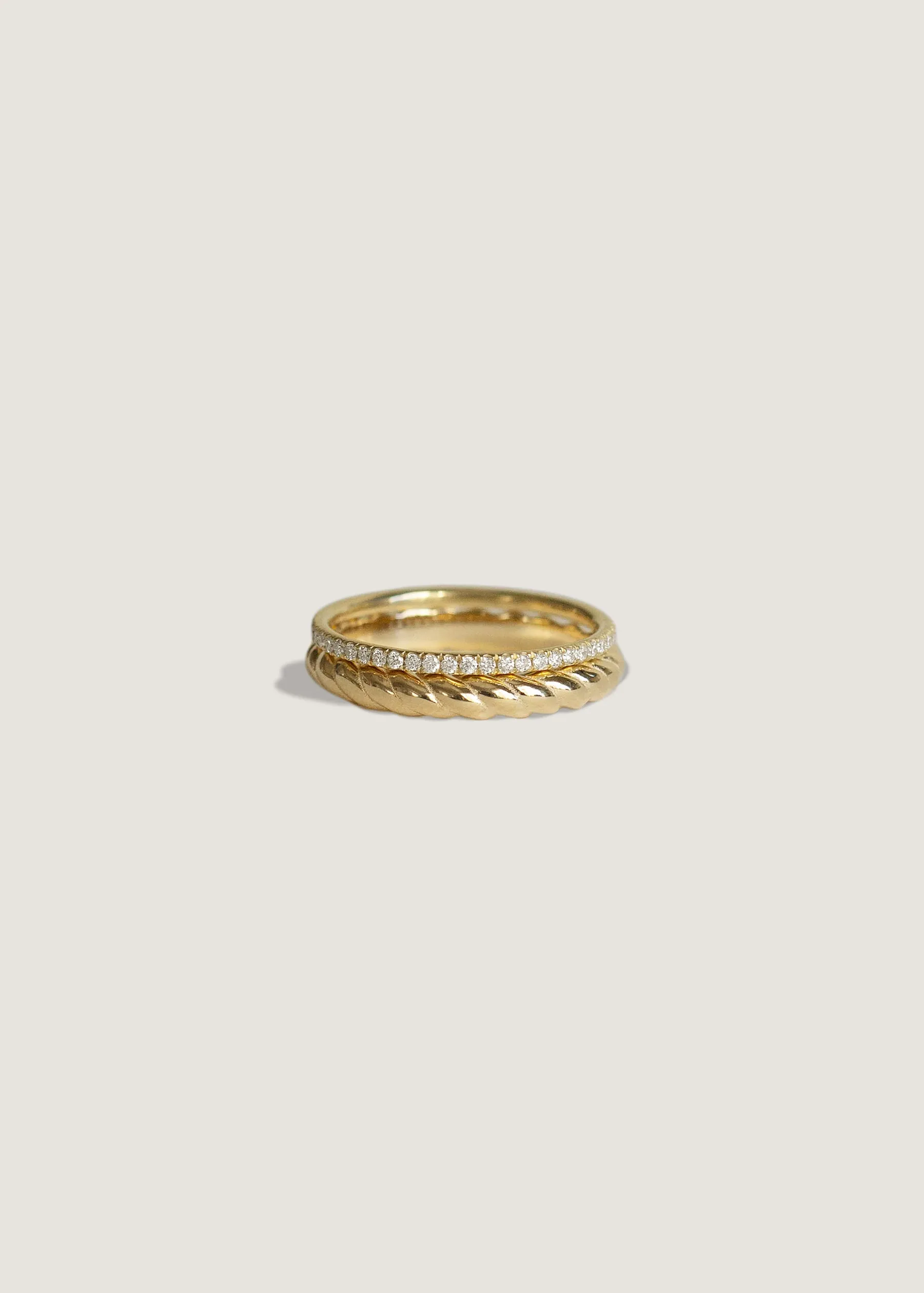 Claudine Twist & Dahlia Pavé Ring Stack sold by Kinn