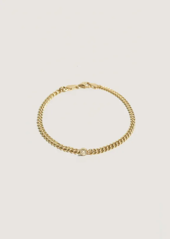 Petite Capri Curb Chain Bracelet Diamond sold by Kinn