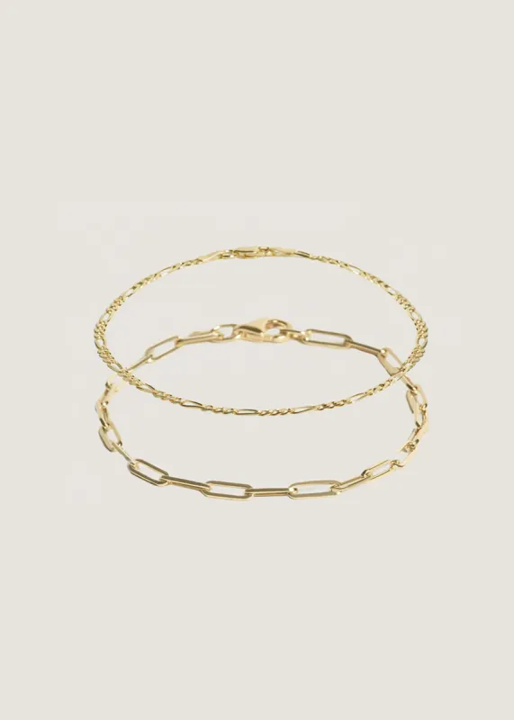 Kyle Figaro & Paperclip Link Chain Bracelet Stack sold by Kinn