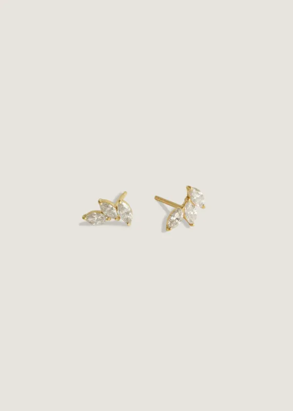 Triple Marquise Stud Earrings Diamond sold by Kinn
