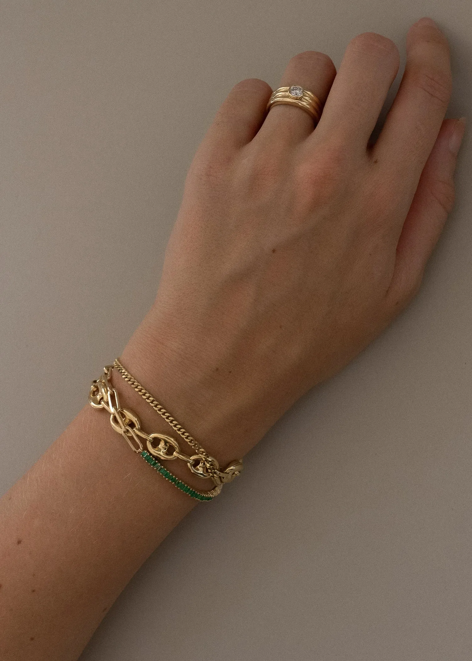 Serena Baguette Tennis Link Bracelet Emerald sold by Kinn product image thumbnail 5