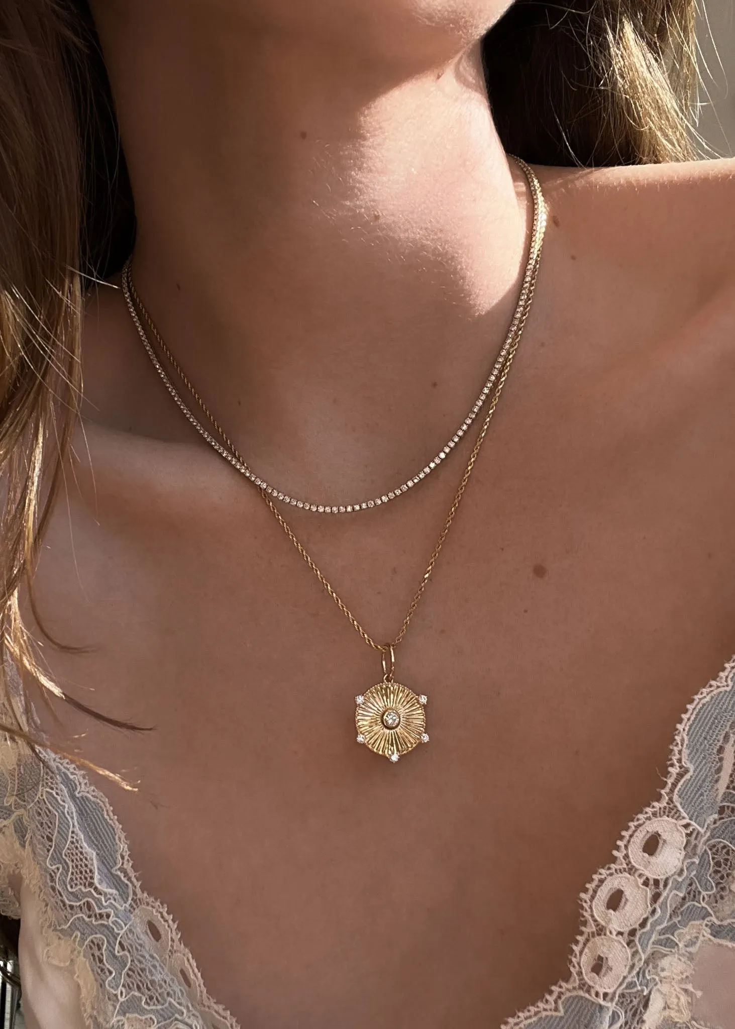 Jordyn Ribbed Coin Pendant Diamond sold by Kinn product image thumbnail 2