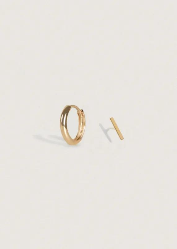 Micro Bar Stud & Petite Huggie Earring Stack sold by Kinn