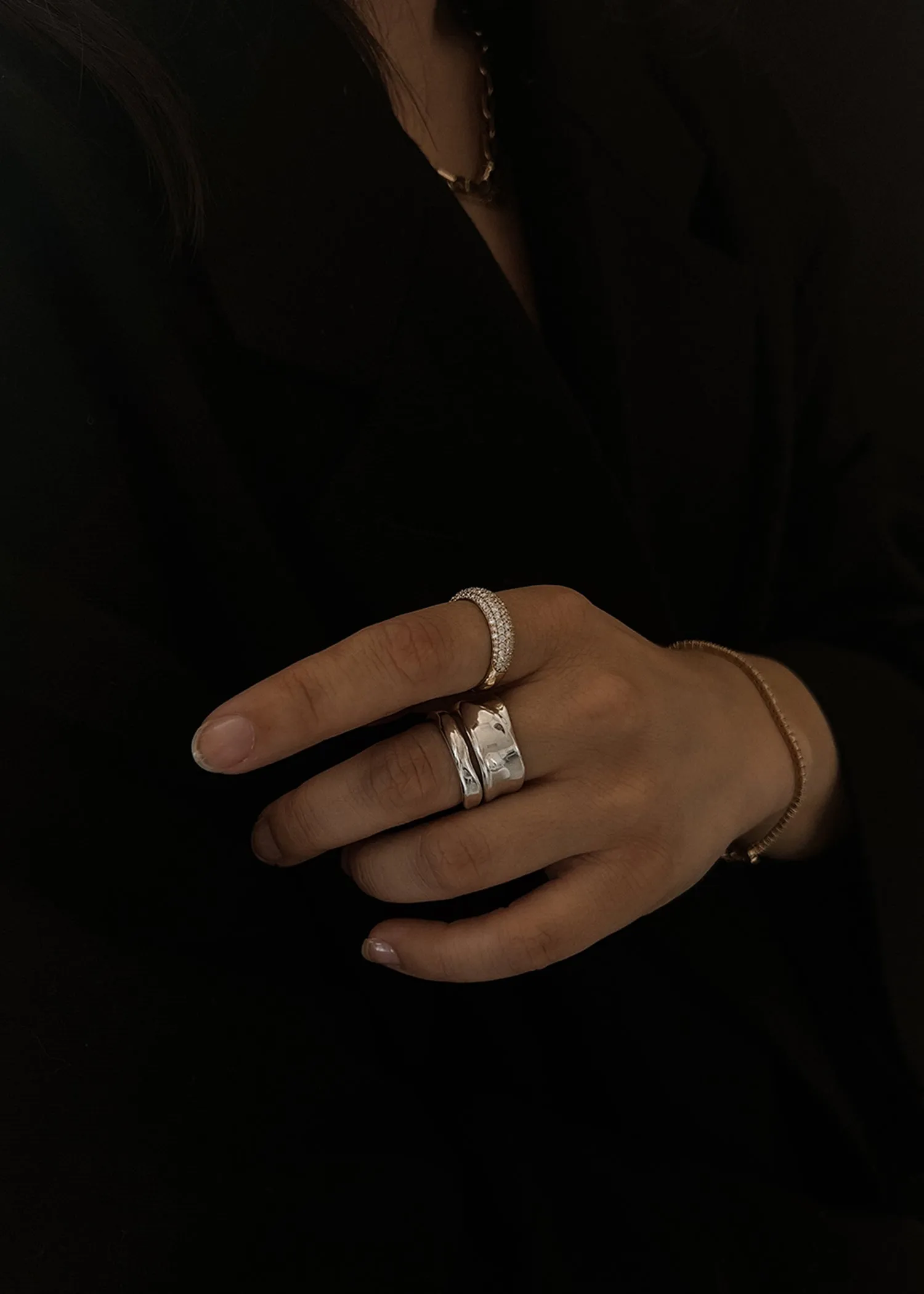 Athena Sculptural Ring Stack Silver sold by Kinn product image thumbnail 4