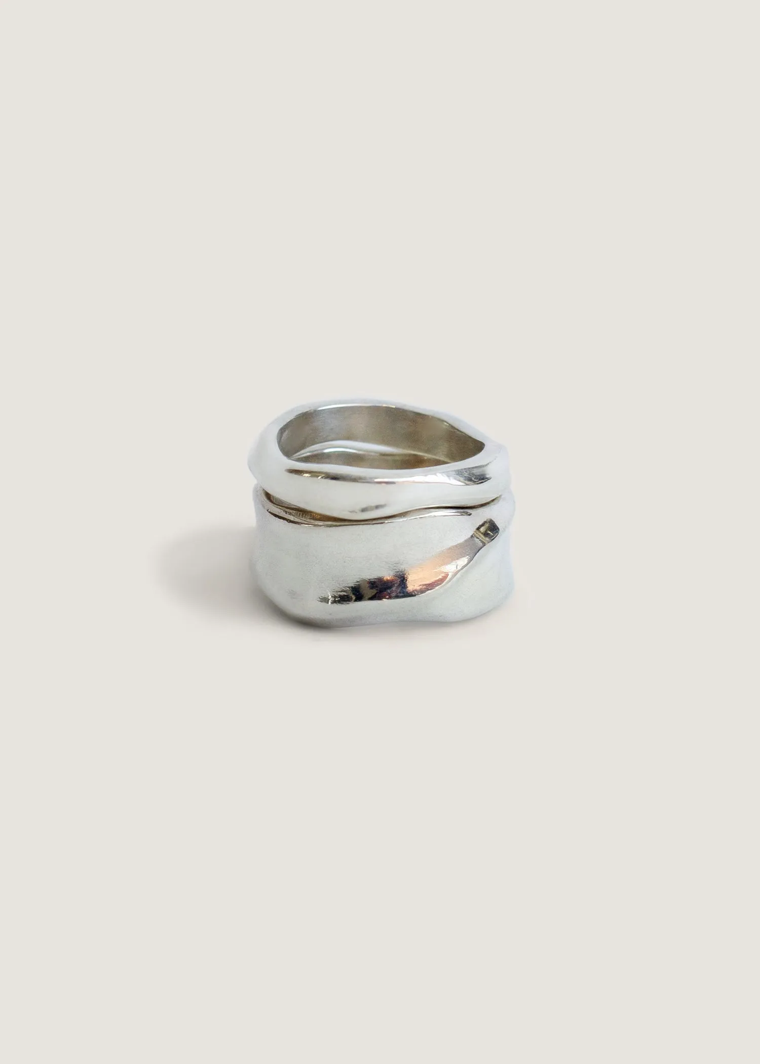 Athena Sculptural Ring Stack Silver sold by Kinn