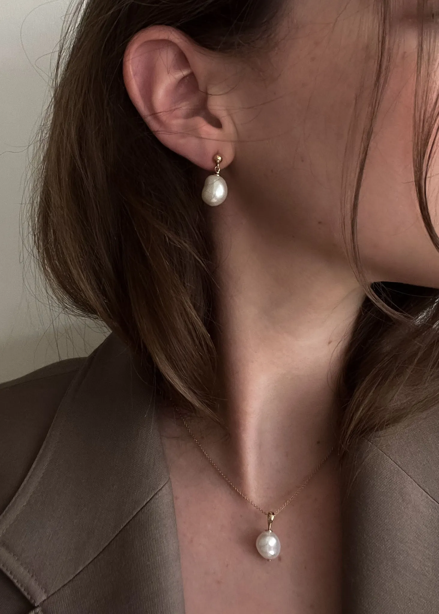 Baroque Pearl Earrings & Necklace Stack sold by Kinn product image thumbnail 2