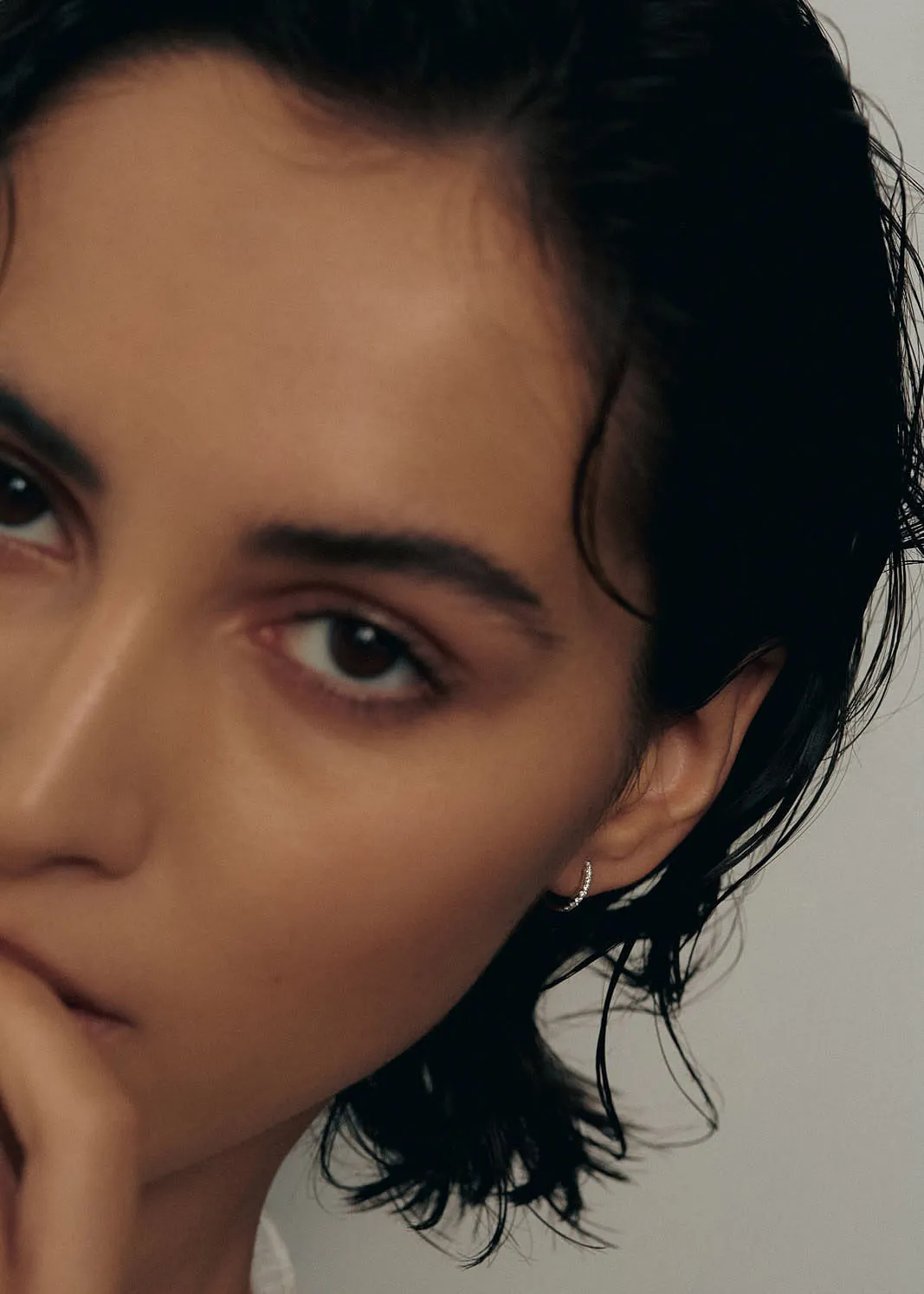 Pavé Huggie Earrings Diamond sold by Kinn product image thumbnail 4